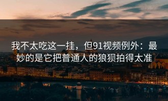 我不太吃这一挂，但91视频例外：最妙的是它把普通人的狼狈拍得太准